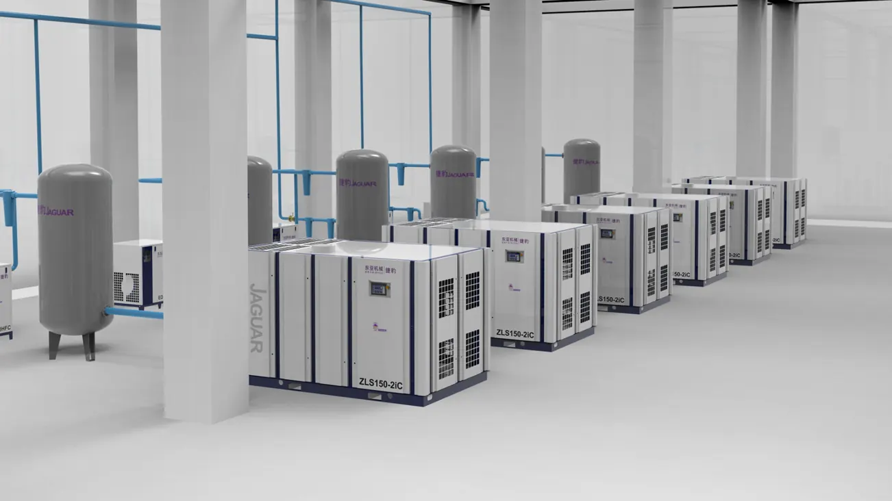 Multiple JAGUAR ZLS-2iC compressors in a centralized plant air system